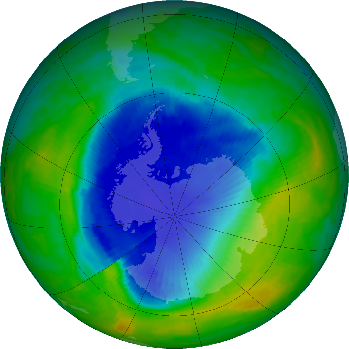 Antarctic ozone map for 25 November 1987